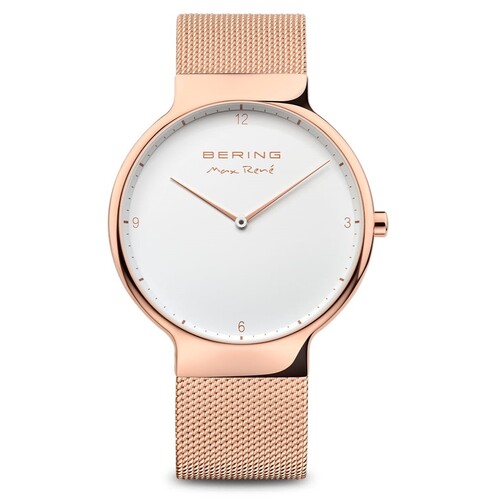 40mm Max Rene Collection Womens Watch With White Dial, Rose Gold Milanese Strap & Case By BERING