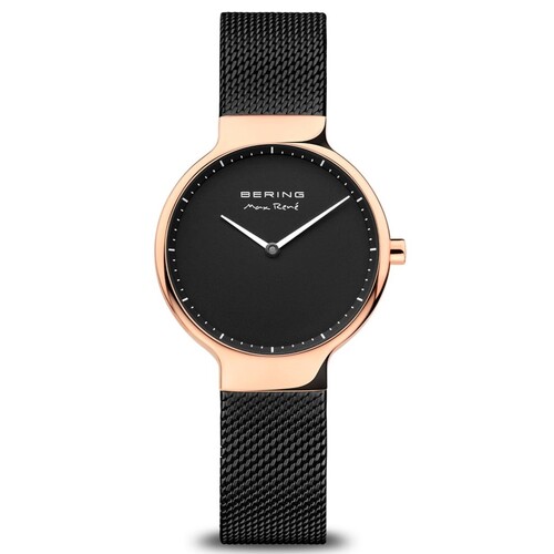 31mm Max Rene Collection Womens Watch With Black Dial & Strap & Rose Gold Case By BERING image