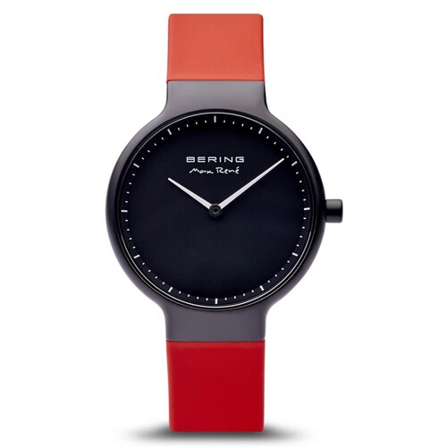 31mm Max Rene Collection Womens Watch With Black Dial, Red Silicone Strap & Black Case By BERING