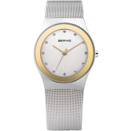 27mm Classic Collection Womens Watch With Two Tone Dial, Silver Milanese Strap, Case & Swarovski Elements By BERING