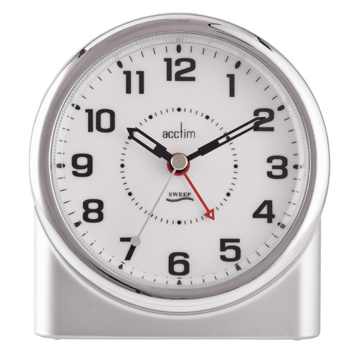 12cm Central Silver Smartlite Silent Analogue Alarm Clock By ACCTIM