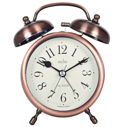 12.5cm Pembridge Brass Double Bell Analogue Alarm Clock By ACCTIM