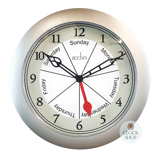 25cm Velha Silver Day Of The Week Wall Clock By ACCTIM image