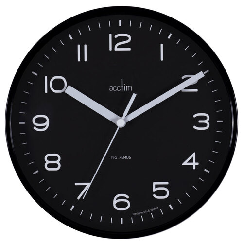 20cm Runwell Black Wall Clock By ACCTIM