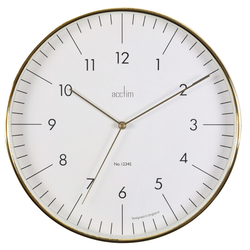 30cm Dunston Gold & White Wall Clock By ACCTIM Acctim Clock Shop