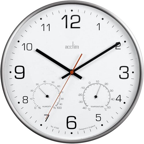 30.5cm Komfort Silent Wall Clock With Weather Dials By ACCTIM