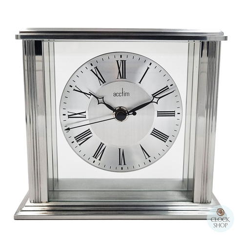 14cm Hamilton Silver Battery Table Clock With Floating Dial By ACCTIM