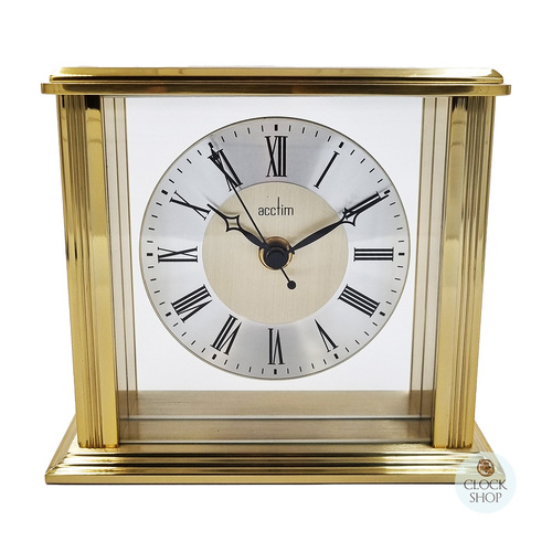 14cm Hamilton Gold Battery Table Clock With Floating Dial By ACCTIM