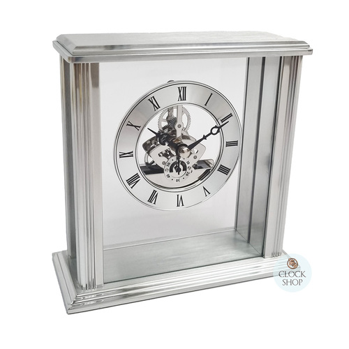 15.4cm Vermont Silver Battery Skeleton Table Clock By ACCTIM image