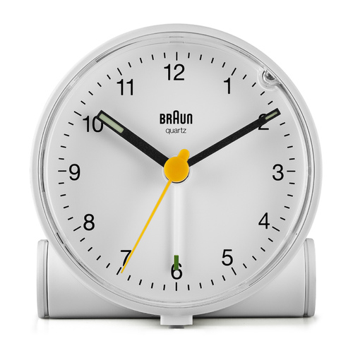 7cm White Analogue Alarm Clock By BRAUN