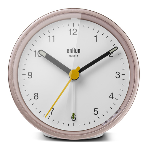 7.5cm Pink & White Analogue Alarm Clock By BRAUN image