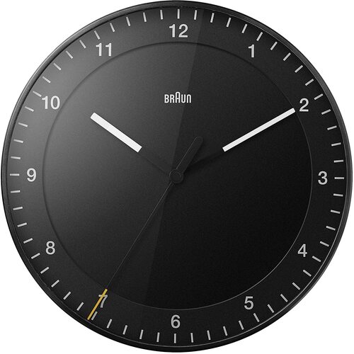 30cm Black Silent Modern Wall Clock By BRAUN image