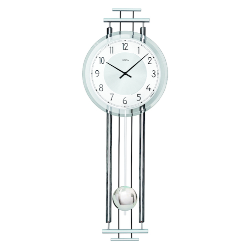 65cm Silver Pendulum Wall Clock With Westminster Chime By AMS image