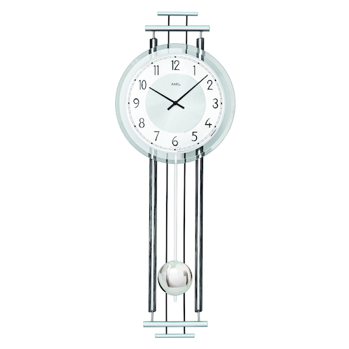 65cm Silver Pendulum Wall Clock With Westminster Chime By AMS