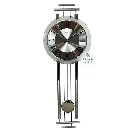 65cm Silver Pendulum Wall Clock With Westminster Chime By AMS image