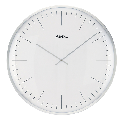 40cm White Round Wall Clock With Silver Accents By AMS image
