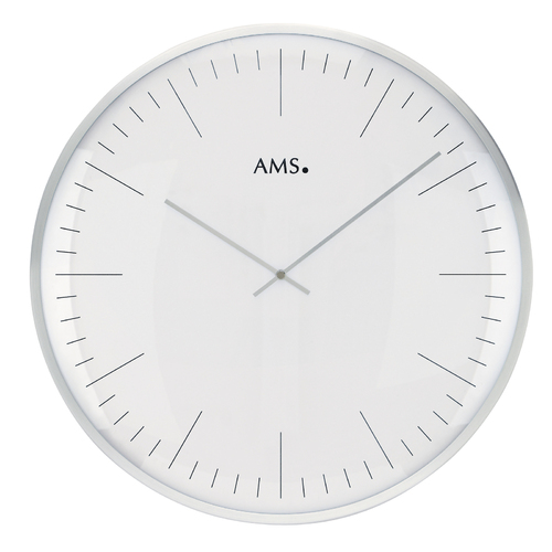 40cm White Round Wall Clock With Silver Accents By AMS