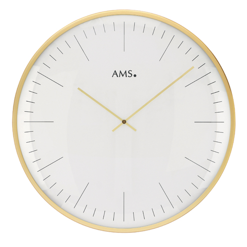 40cm White Round Wall Clock With Gold Accents By AMS
