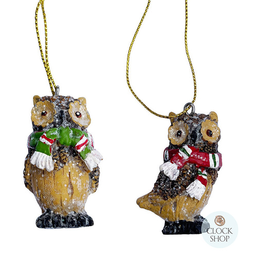 4cm Owl With Scarf Hanging Decoration- Assorted Designs