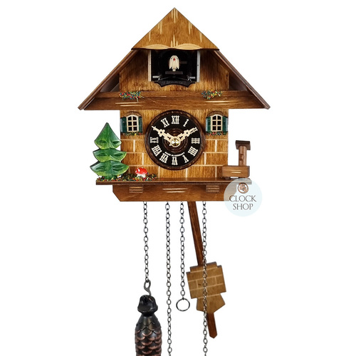 House with Water Trough Battery Chalet Cuckoo Clock 16cm By ENGSTLER
