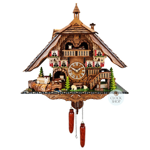 Train in Tunnel Battery Chalet Cuckoo Clock 50cm By ENGSTLER image