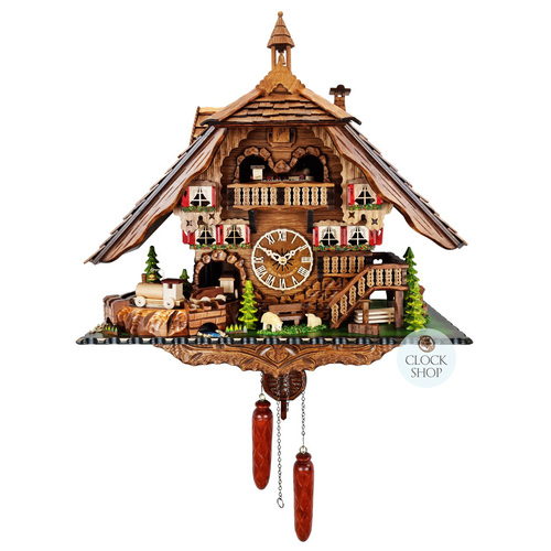 Train in Tunnel Battery Chalet Cuckoo Clock 50cm By ENGSTLER