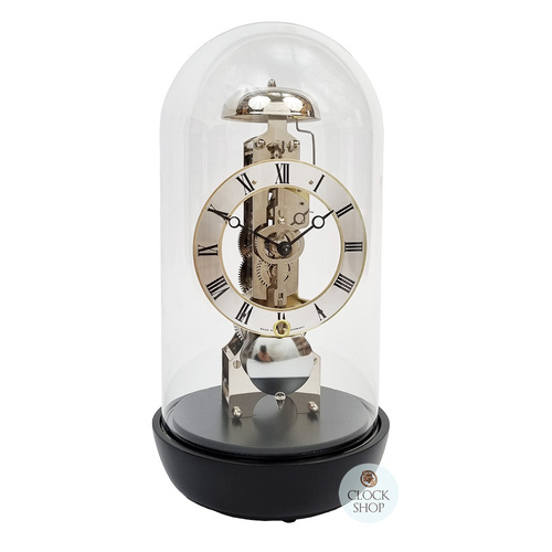 30cm Black Mechanical Skeleton Table Clock With Glass Dome & Bell Strike By HERMLE image