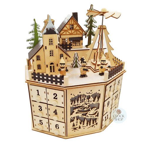 27cm Octagonal LED Advent Calendar with Pyramid  image