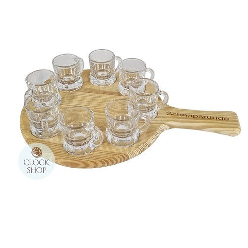 Round Schnapps Serving Board With 8 Glasses image