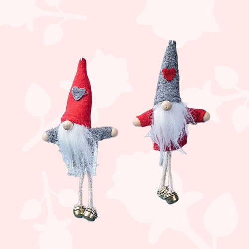 12cm Red & Grey Gnome Fridge Magnet Hanging Decoration- Assorted Designs image