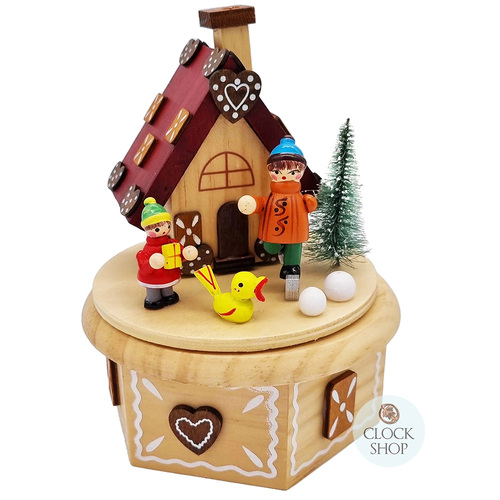 16cm Gingerbread House Wooden Music Box & Incense Smoker (Oh Christmas Tree)