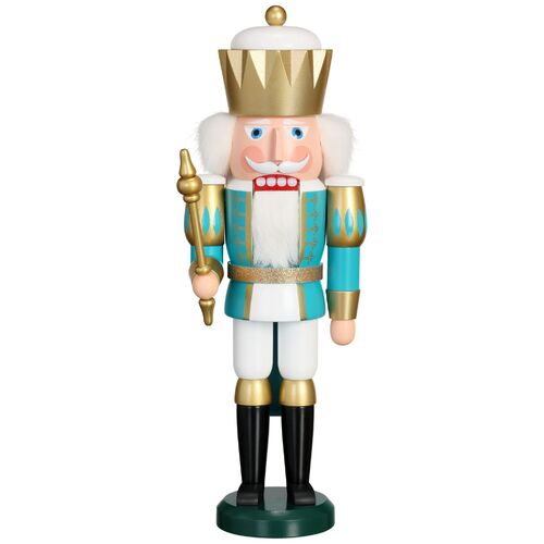 40cm Turquoise & Gold King Nutcracker By Seiffener image