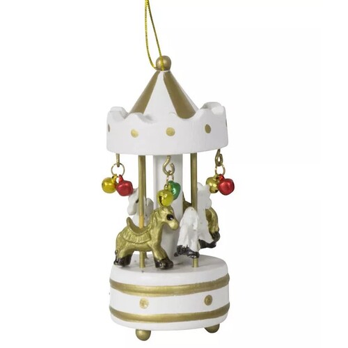 10cm White Carousel Hanging Decoration image