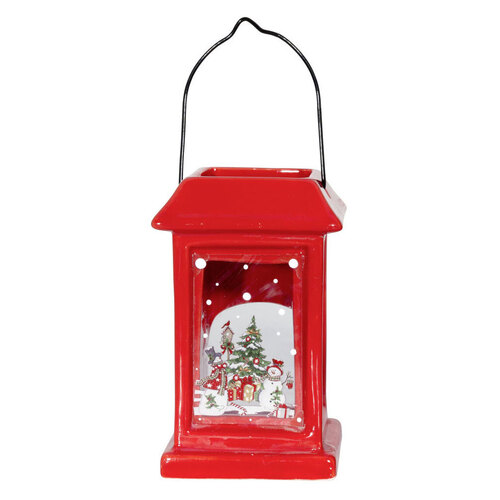 12cm Red Christmas Tealight Lantern