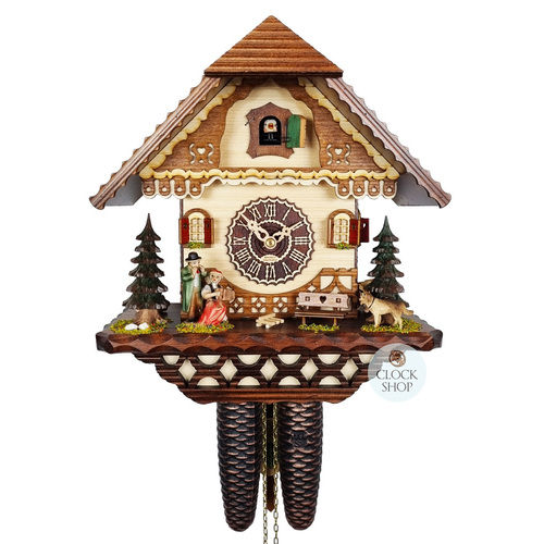 Musical Couple 8 Day Mechanical Chalet Cuckoo Clock 32cm By TRENKLE image