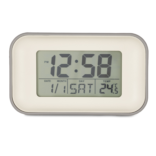 6cm Alta Grey Reflective LCD Digital Alarm Clock By ACCTIM 