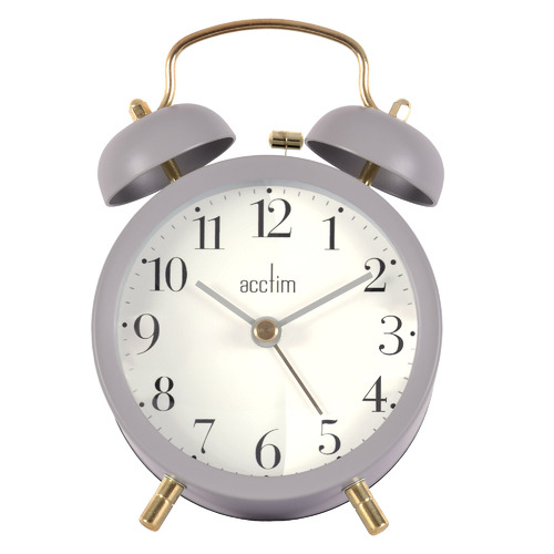 13.7cm Sigrid Grey Double Bell Analogue Alarm Clock By ACCTIM 