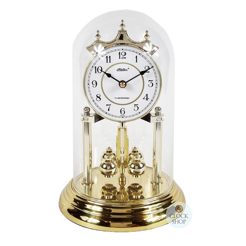 23cm Gold Anniversary Clock With White Arabic Dial & Westminster Chime By HALLER (Scratched Base) image