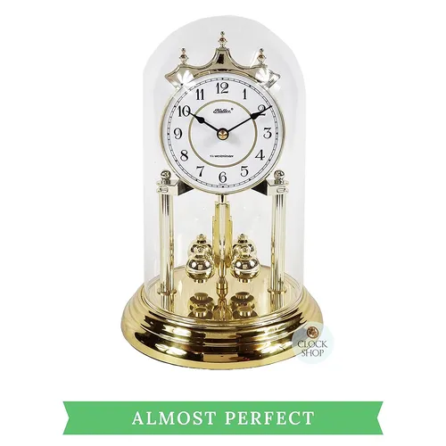23cm Gold Anniversary Clock With White Arabic Dial & Westminster Chime By HALLER (Scratched Base) image