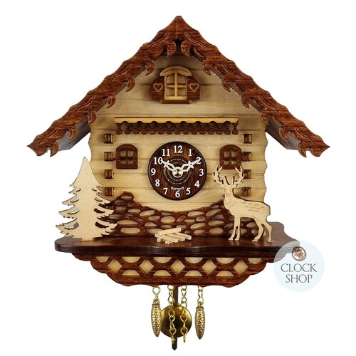 Forest Cabin Battery Chalet Kuckulino With Deer 18cm By TRENKLE