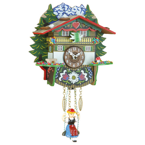 Swiss House Battery Chalet Kuckulino With Alps & Swinging Doll 17cm By TRENKLE