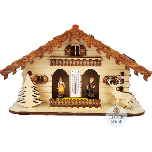 14cm Chalet Weather House Cabin With Deer By TRENKLE image