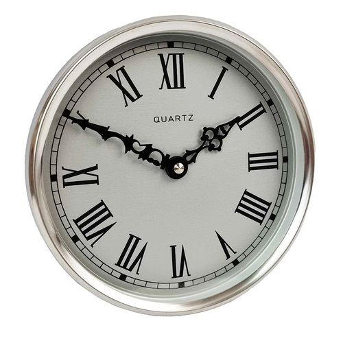 16cm Silver Clock Insert with Silver Dial By FISCHER