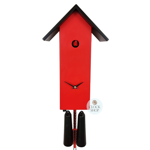 Red Bird House 8 Day Mechanical Modern Cuckoo Clock 41cm By ROMBA image
