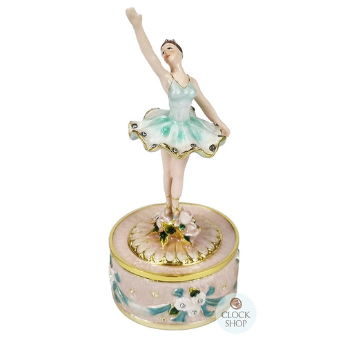 Blue & Pink Ballerina Figurine Enamel Music Box (Tchaikovsky- Swan Lake) image