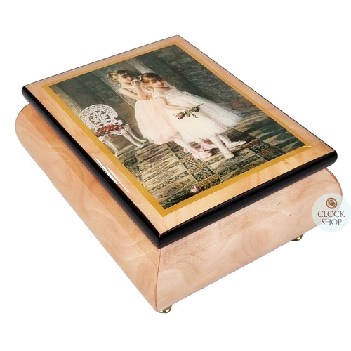 Wooden Musical Jewellery Box- Two Young Ballerinas (Strauss- The Emperor Waltz)