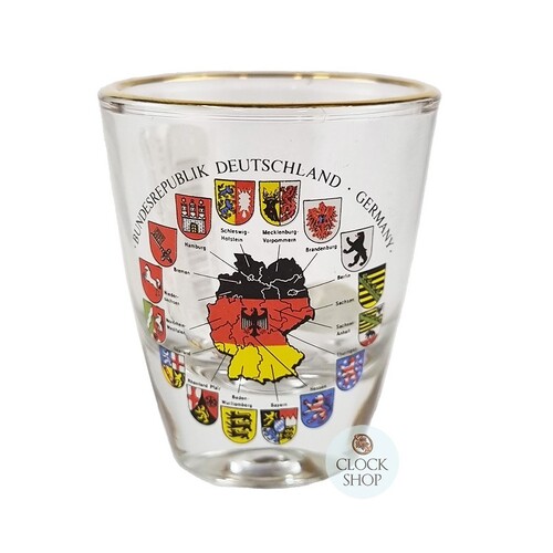Shot Glass With German Map & Coat Of Arms