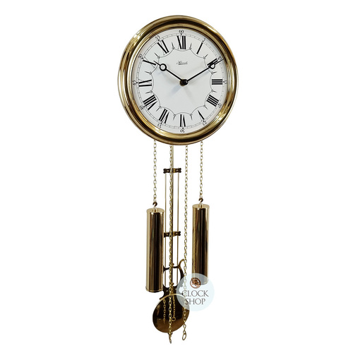 68cm Polished Brass Battery Chiming Wall Clock By HERMLE
