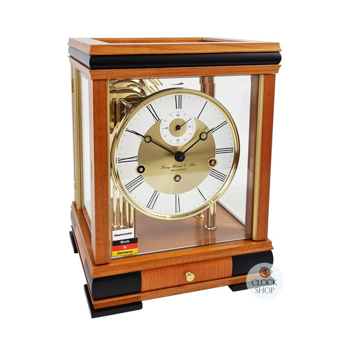 30cm Cherry Mechanical Table Clock With Westminster Chime By HERMLE