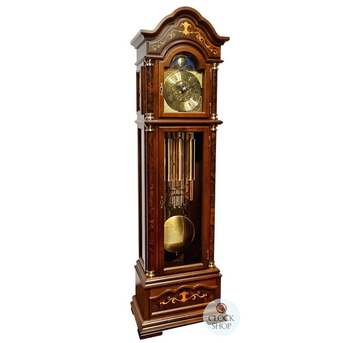 206cm Walnut Grandfather Clock With Triple Chime Tubular Bells & Wood Inlay By HERMLE image